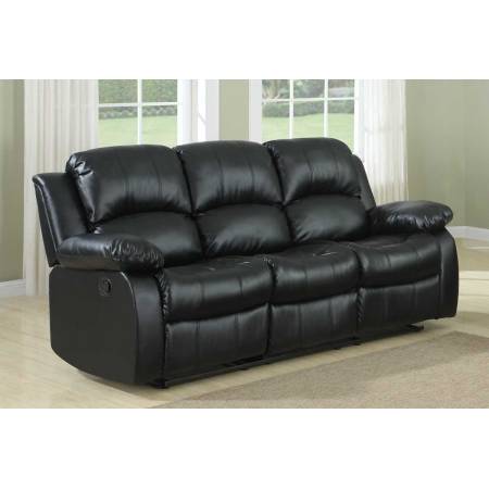Cranley Double Reclining Sofa - Black Bonded Leather 9700BLK-3 Homelegance
