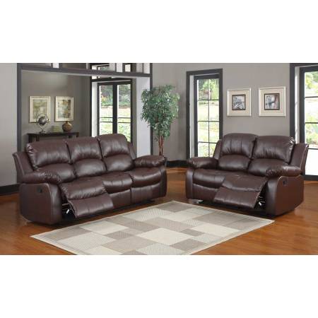 2pc Cranley Reclining Sofa Set - Brown Bonded Leather 9700BRW Homelegance