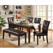 Decatur Dining Set- Espresso 6pc set (TABLE + 4 SIDE CHAIRS + 1 BENCH