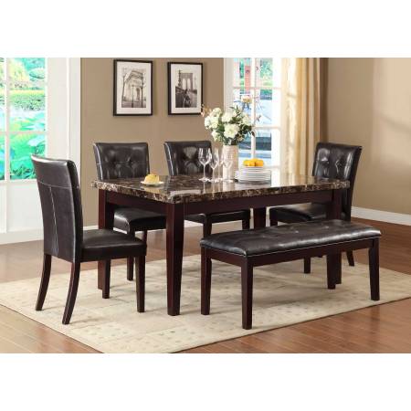 Teague Faux Marble Dining Set - Espresso  5pc set (TABLE + 4 SIDE CHAIRS
