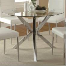 Vance Contemporary Glass-Top Dining Table with Unique Chrome Base