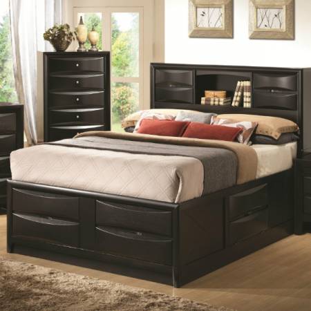 Briana California King Contemporary Storage Bed with Bookshelf